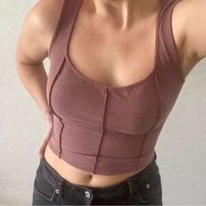 Lush NWT Women's Seam Detail Tank in Red Bean, XS